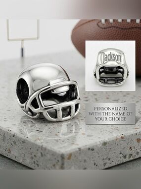 Personalized Name Football Helmet Bracelet Charm